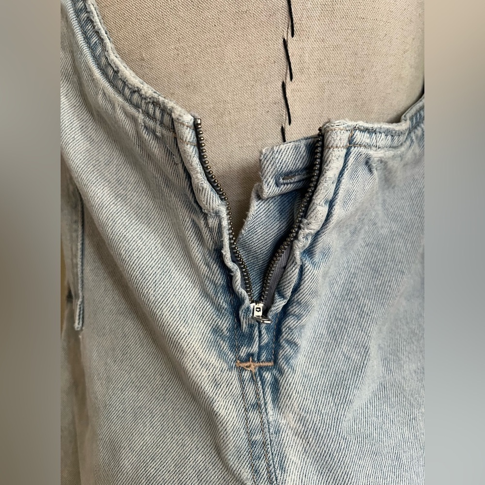 ZARA Light Wash Denim Mini Overall Dress | XS - Picture 6 of 10
